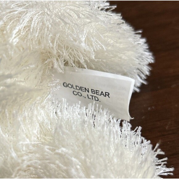 Golden Bear Co Ltd White Dog Plush Pals Shaggy Fringe Cream Puppy Bow - Picture 5 of 8